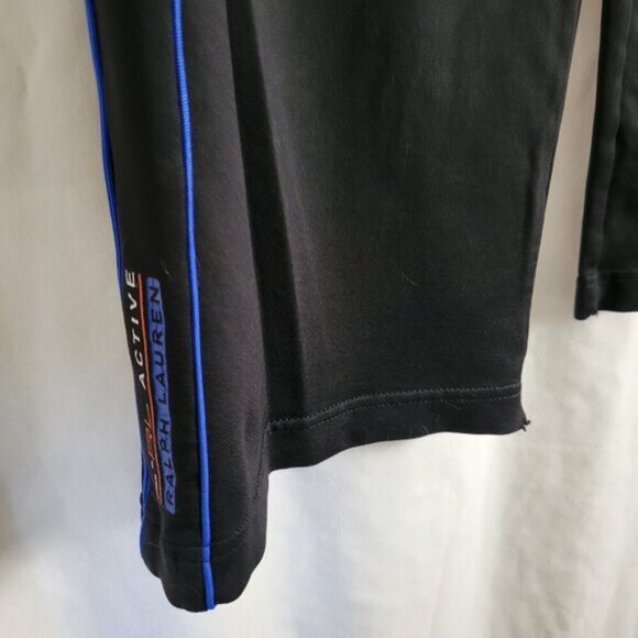 Ralph Lauren XL Active LRL Yoga Workout Pants black w/blue stripe stretchy EUC - Picture 2 of 11